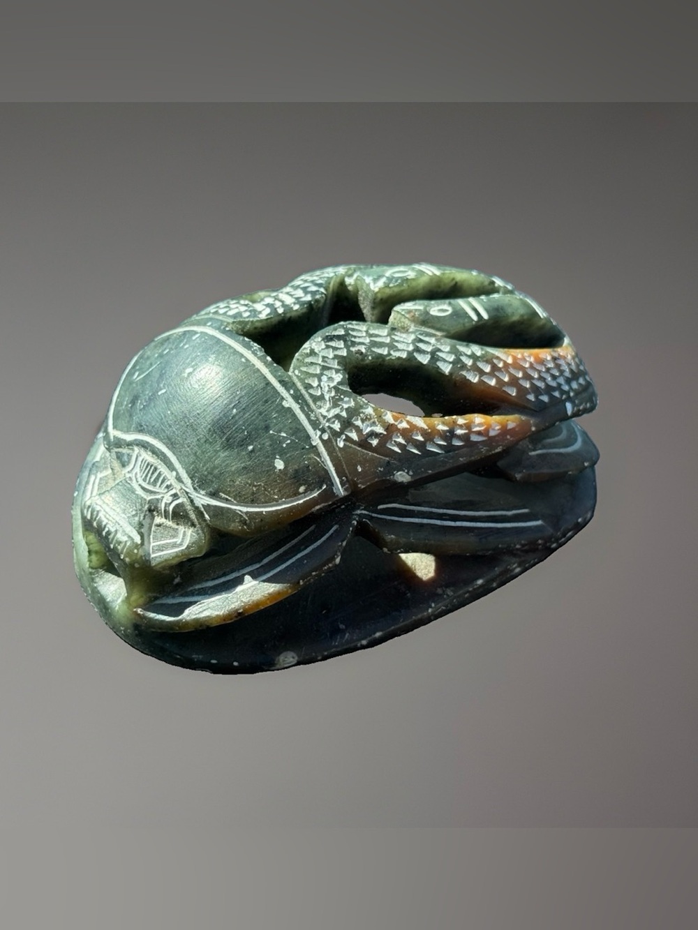 Egyptian Hand Carved Soap Stone Scarab Beetle Hieroglyphics Paper Weight